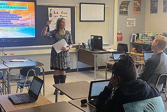 Lindsay Weinman's creativity in instruction and activities used help students master the language in her Spanish III class.