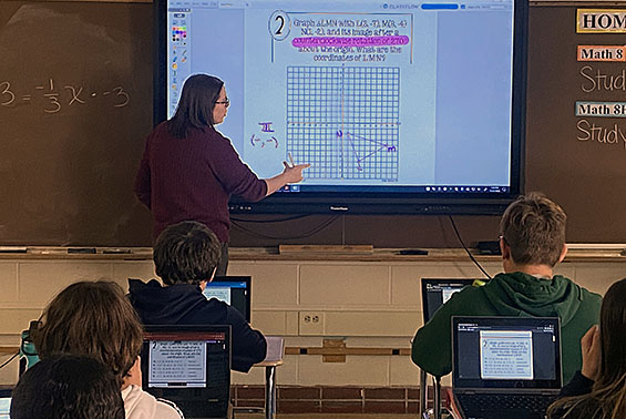 Stephanie Giesselmann math class at Gowana work on on graphing equations.