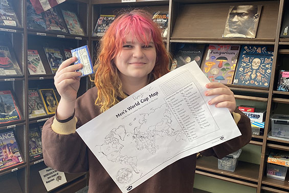Students enjoy activities at HSW library, including AI word association, chess, World Cup geography and homework help.
