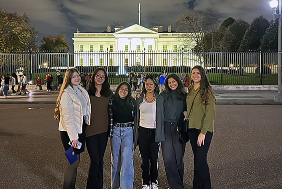 students in front of white house