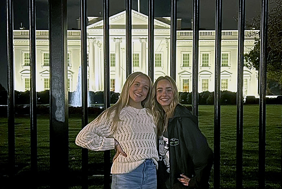 students in front of white house