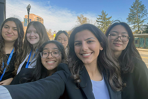 a group of DECA students taking a selfie