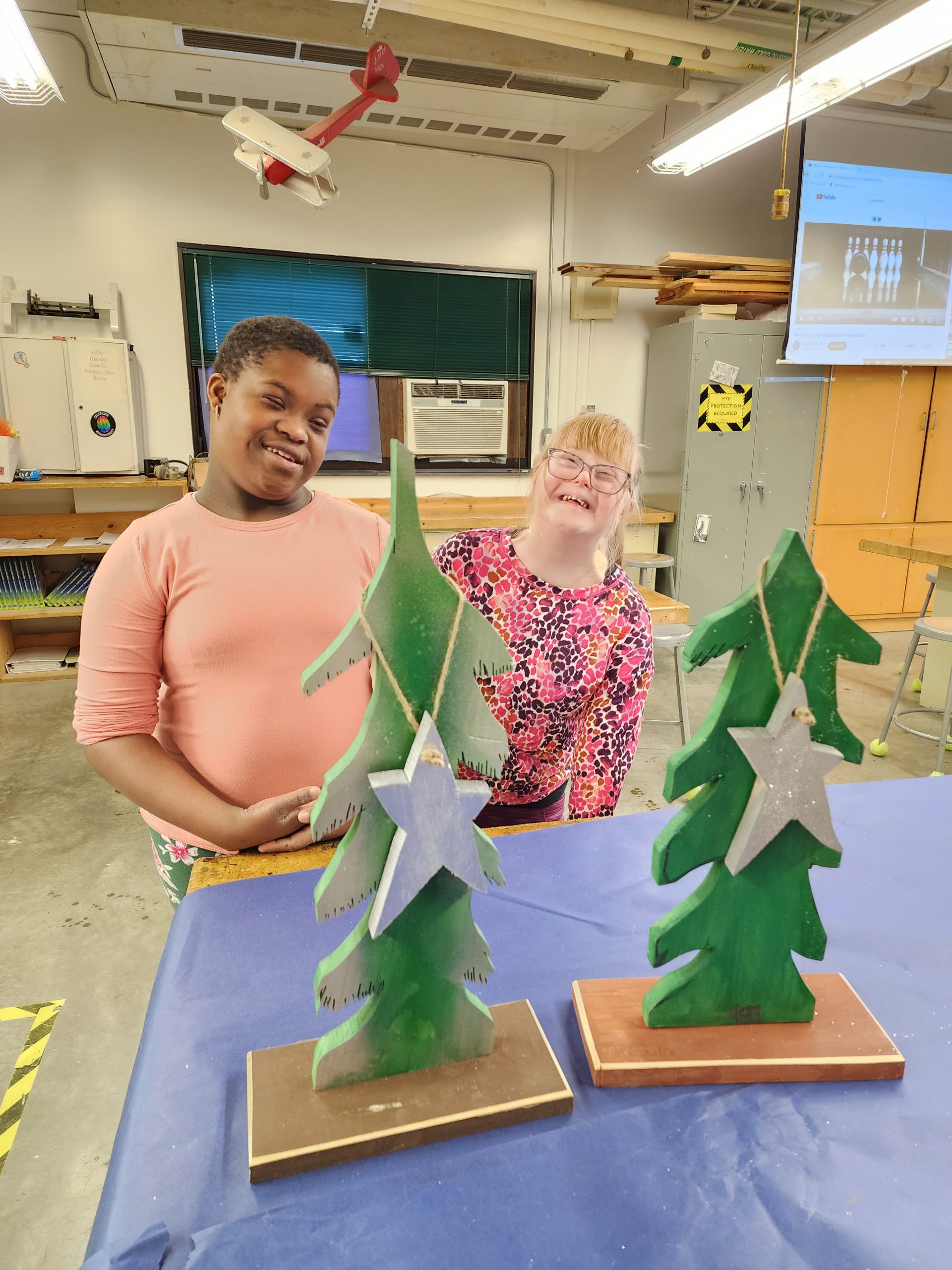 Mr. Symonds's ISD and FSD students ( Functional Skills Development and Individual Skills Development) made whimsical trees for the holiday. 