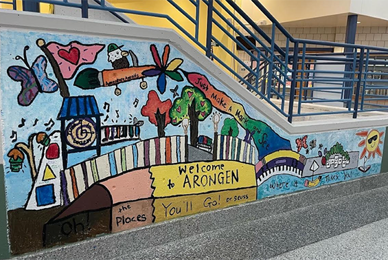 Arongen's Art Club just completed the first section of a mural centering around the idea of "Be the Architect of YOUR Future."