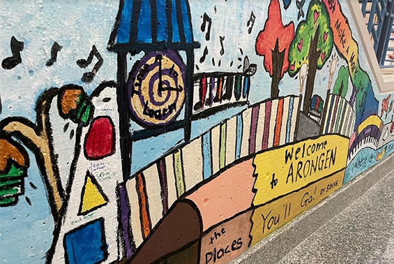 Arongen's Art Club just completed the first section of a mural centering around the idea of "Be the Architect of YOUR Future."