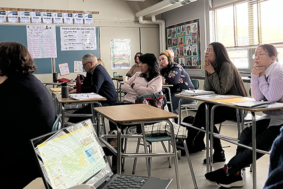 World language teachers participated in a half-day program called Acquisition Driven Instructional Strategies presented by Shen teachers Daniel Schmit and Jen Armstrong. They learned about acquisition driven strategies such as CI (comprehensible input) and explored the new NYS world language standards.