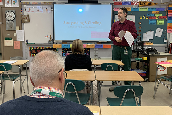 World language teachers participated in a half-day program called Acquisition Driven Instructional Strategies presented by Shen teachers Daniel Schmit and Jen Armstrong. They learned about acquisition driven strategies such as CI (comprehensible input) and explored the new NYS world language standards.