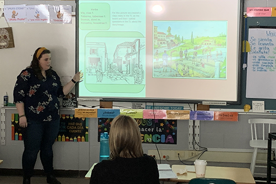 World language teachers participated in a half-day program called Acquisition Driven Instructional Strategies presented by Shen teachers Daniel Schmit and Jen Armstrong. They learned about acquisition driven strategies such as CI (comprehensible input) and explored the new NYS world language standards.