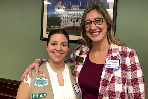 Shen HS junior Lizzie Andrus and Director of Food Services Katy Headwell visited the NYS Capitol to support free meals for all students.  They met with representatives to inform them of the benefits of free meals for all students and why Governor Kathy Hochul should include it in her budget for next year.