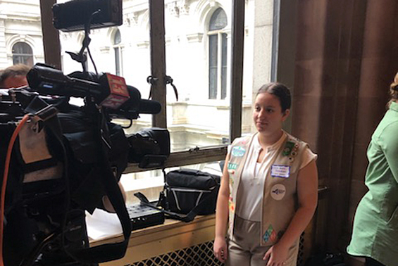 Shen HS junior Lizzie Andrus and Director of Food Services Katy Headwell visited the NYS Capitol to support free meals for all students.  They met with representatives to inform them of the benefits of free meals for all students and why Governor Kathy Hochul should include it in her budget for next year.
