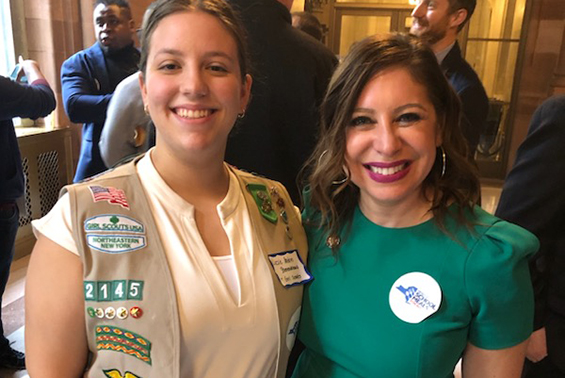 Shen HS junior Lizzie Andrus and Director of Food Services Katy Headwell visited the NYS Capitol to support free meals for all students.  They met with representatives to inform them of the benefits of free meals for all students and why Governor Kathy Hochul should include it in her budget for next year.