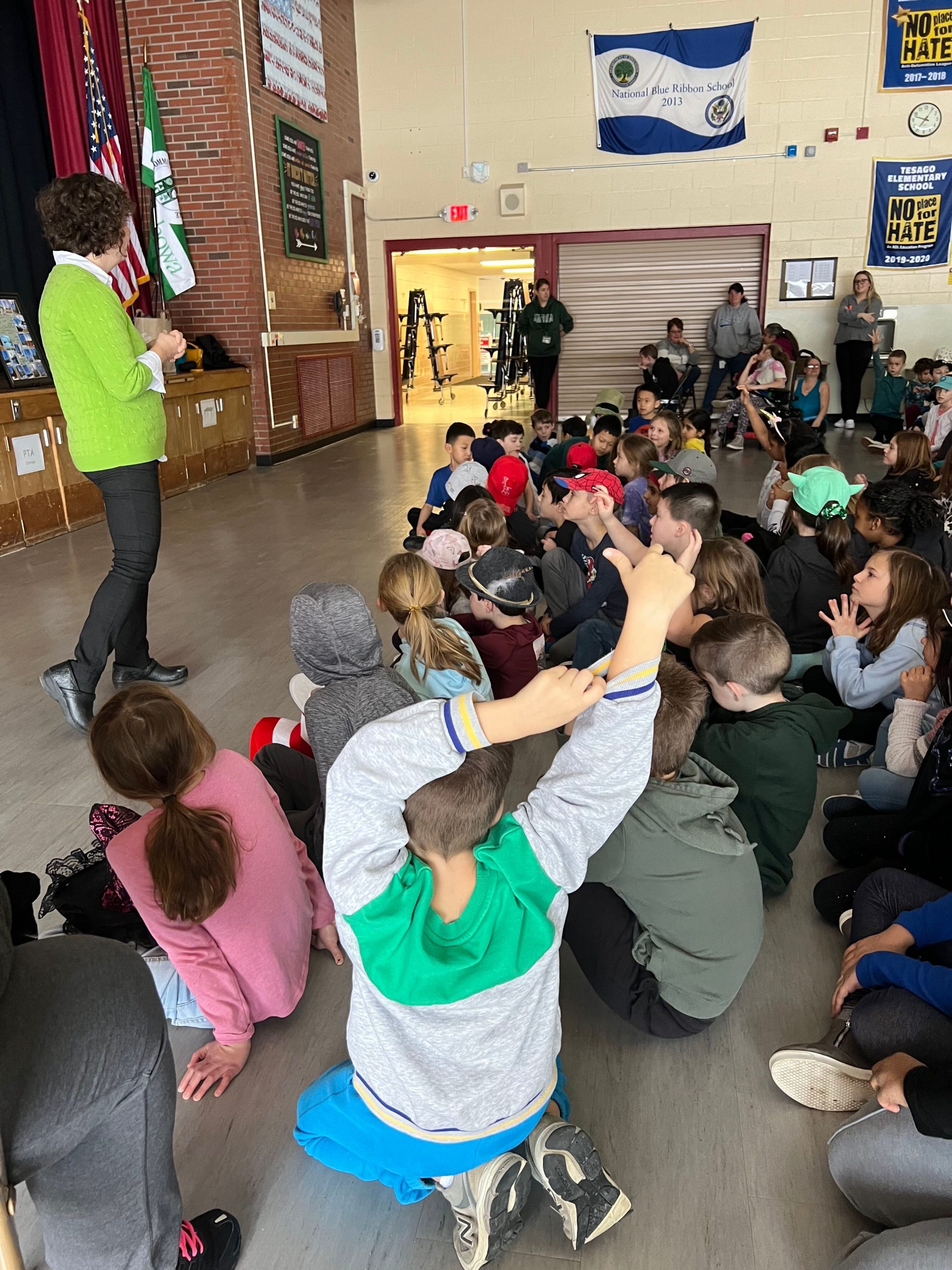 Maryellen Wander-Eyer, former teacher and mother at Tesago and now author of the book Finding the Blaze, presented her book to students at Tesago in January.