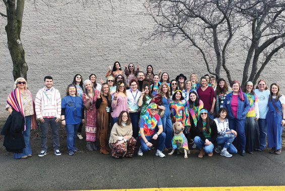 In preparation for the upcoming 50th anniversary celebration, Okte teachers and staff will model fashion from each of the last ten decades. 2/10 was 70s day!