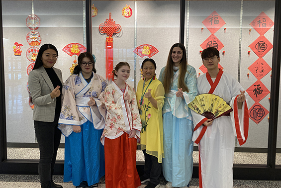 Mrs. Hou and Ms. Li’s Chinese classes at Shen High School celebrated Lunar New Year. They made and ate dumplings in class.