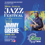 Our 20th annual Shenendehowa Jazz Festival is on Thursday, April 18 at 6:30pm in the HSE Auditorium and will feature all Middle and High School Jazz groups performing alongside world renowned saxophonist, Dr. Jimmy Greene! We hope to see you there!