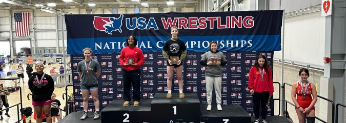 Koda 8th grader, Ava Guilmette, won 1st place (her sixth national title) and is the Women’s U15 National Wrestling Champion! Ava will represent USA at the Pan-Am Championships in El Salvador in June!  