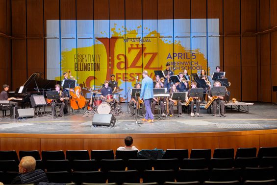 The Shenendehowa Jazz Ensemble on stage.