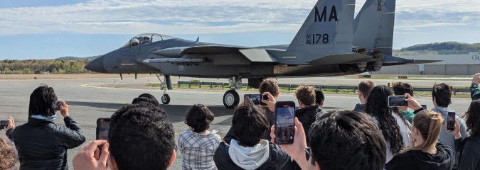 Students in Dave Roe and Thomas Armstrong’s Aerospace Engineering classes had an opportunity to visit and tour the 104th Fighter Wing Air Force Base and the New England Air Museum.