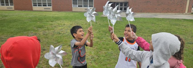 Students in Mrs. Sansone’s class used pinwheels in the wind just like in the Wit and Wisdom book Gilberto and the Wind.